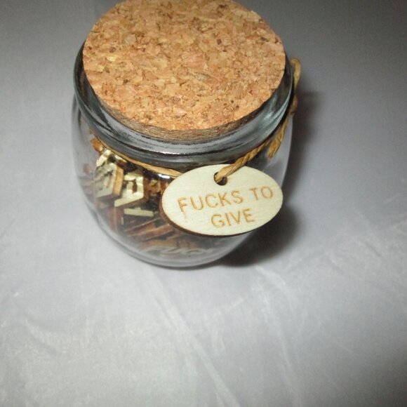 Wooden in jar 'F*cks to Give' Jar fun gift or desk piece. Novelty Too Much fun! - Picture 3 of 7